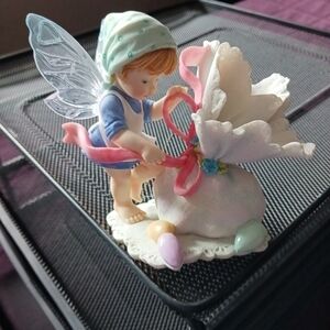 My Little Kitchen Porcelain Fairy Figurine with Pastel Ribbon and Flowers
